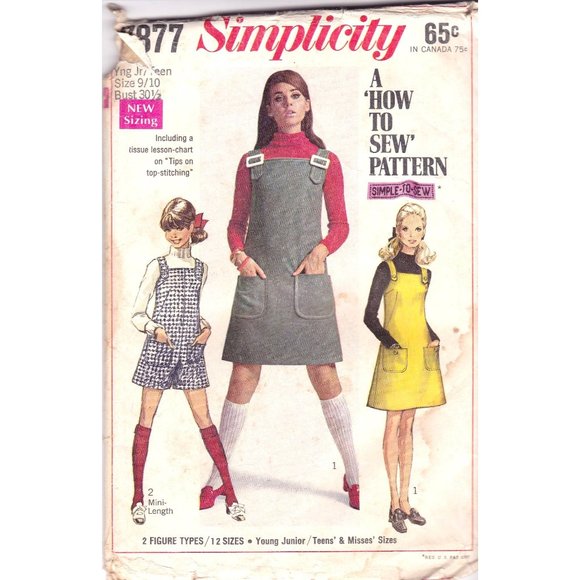 Vintage Sewing PATTERN Simplicity 7877, How to Sew 1968 Young Junior Teens - Picture 1 of 2
